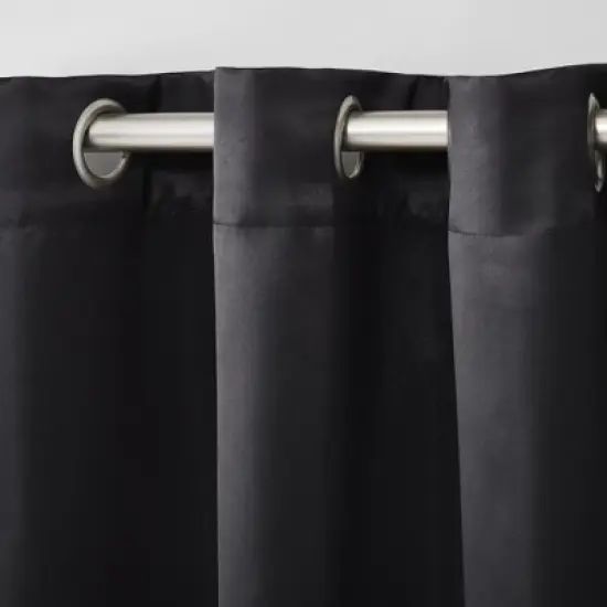Estate View Seville Solid Room Darkening Grommet Top Curtain Panel Pair, 38"x84", Black image {3}