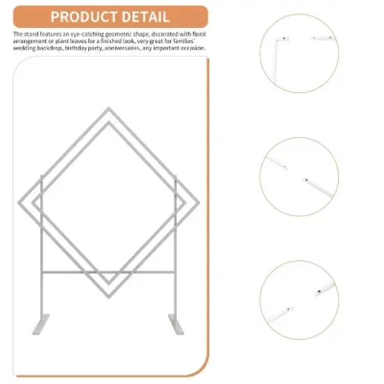 Artloge Double-Diamond Shaped Wedding Arch Backdrop Geometric Metal Frame Backdrop Stand Balloon Flower Holder for Garden Party Event Decor image {6}