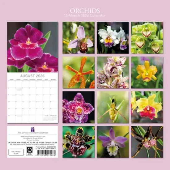 2026 Square Wall Calendar, Orchids, 16-Month Floral Theme with 180 Reminder Stickers (12x12 In) image {3}