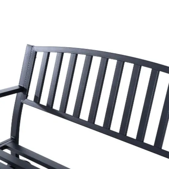 Outsunny Patio Glider Bench Outdoor Swing Rocking Chair Loveseat with Power Coated Sturdy Steel Frame, Black image {6}
