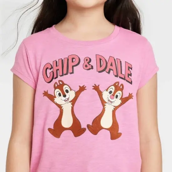 Girls' Disney Chip & Dale Short Sleeve Graphic T-Shirt - Pink image {1}