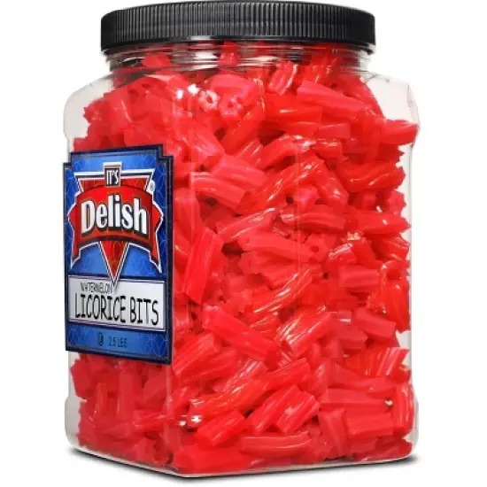 Watermelon Licorice Bits by It's Delish, 2.5 LBS (40 Oz) Jumbo Container Jar image {3}