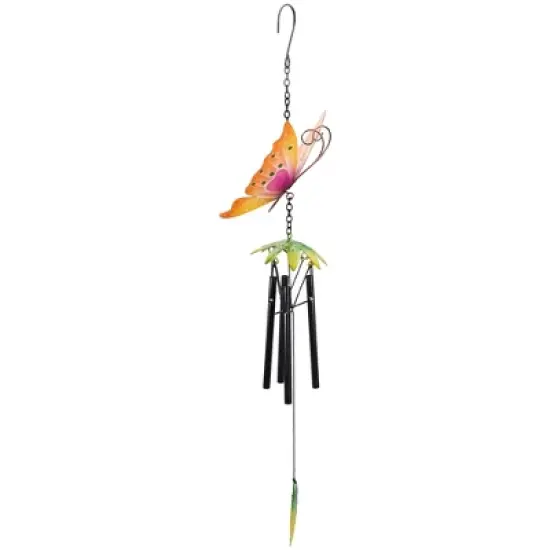 Northlight 19" Orange Metal Butterfly Outdoor Garden Windchime image {2}