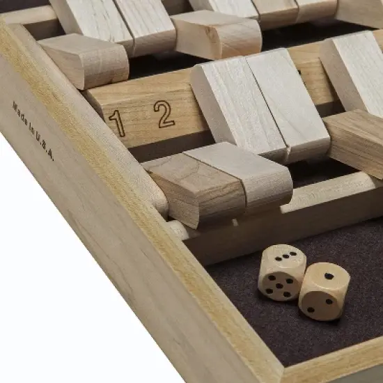 WE Games Double Sided Shut the Box Dice Board Game &ndash; 12 Number Flip Tiles in Natural Wooden Box &ndash; 14 inches (Made in USA), for Family and Adult Game image {4}