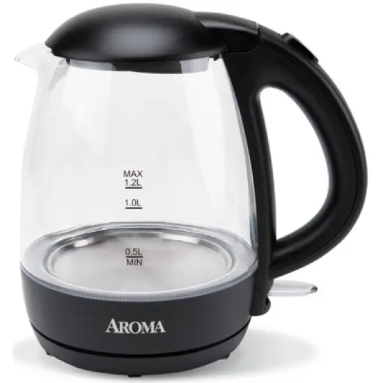 Aroma 1.2L Glass Kettle: Electric Water Boiler with LED Indicator, Automatic Shut-Off, Boil Dry Protection, 1500W image {5}
