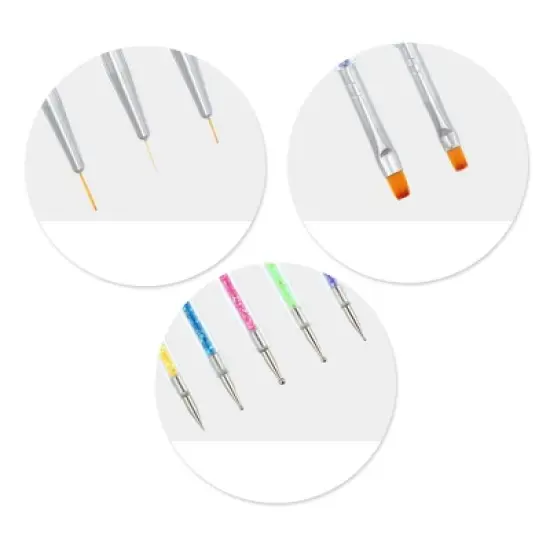 Unique Bargains Double Ended Bling Handle Nail Art Brushes Kit Multicolored 5 Pcs image {4}
