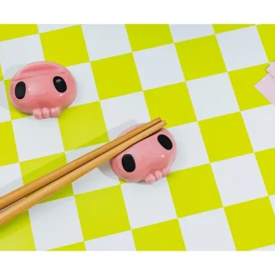 Silver Buffalo Sanrio Kuromi 2-Pair Bamboo Chopstick Set With Ceramic Rests image {5}
