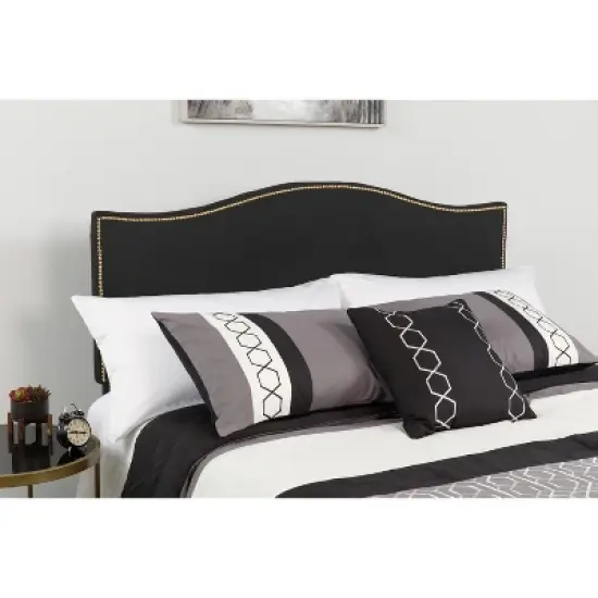 Flash Furniture Lexington Upholstered Full Size Headboard with Accent Nail Trim in Black Fabric image {2}