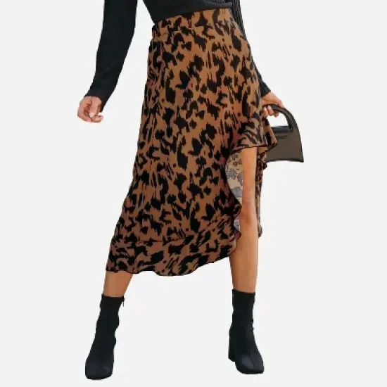 Women's Leopard Print Ruffled High Waist High Low Skirt - Cupshe image {6}