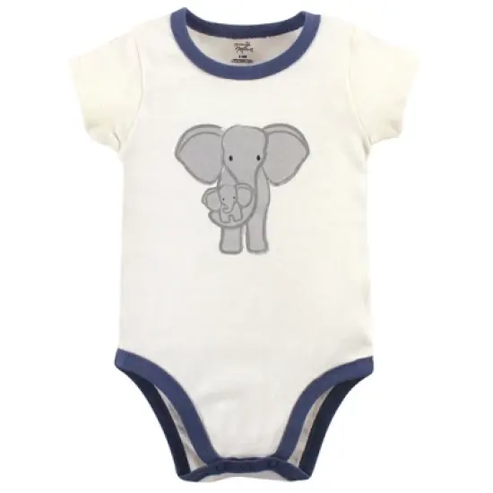 Touched by Nature Baby and Toddler Unisex Organic Cotton Hoodie, Bodysuit or Tee Top, and Pant, Print Elephant image {3}