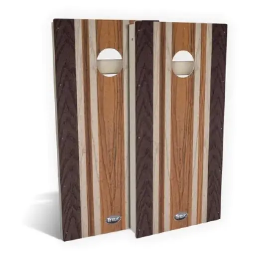 Skips Garage Trex Woodland Brown Stripes All-Weather Cornhole Set image {1}