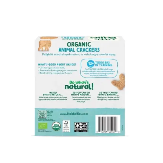 Little Bellies Organic Animal Crackers Toddler Snacks - 4.58oz image {1}
