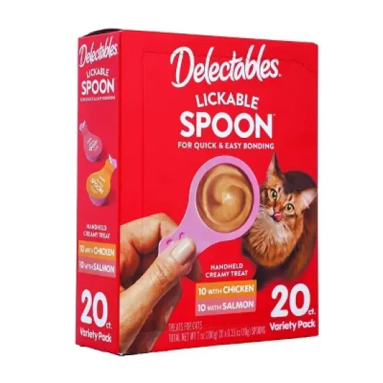 Delectables Variety Pack Flavor Lickable Spoons Cat Treats - 7oz/20ct image {2}