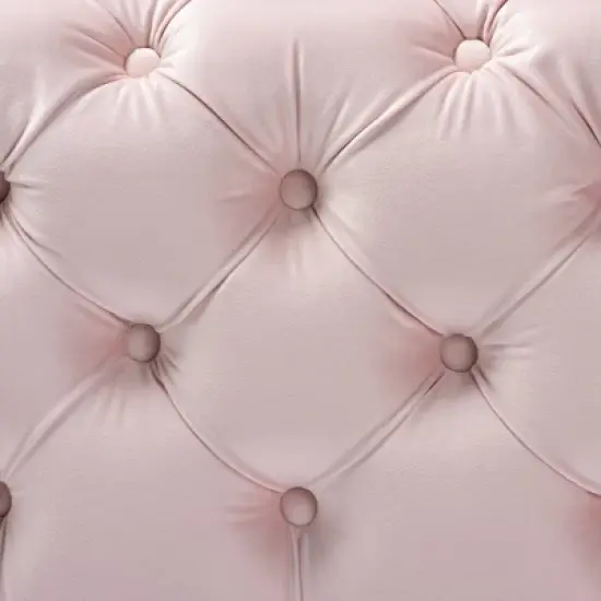 Avara Velvet Finished Button Tufted Ottoman Pink - Baxton Studio image {2}