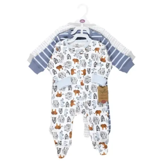 Touched by Nature Infant Boy Organic Cotton Sleep and Play, Boy Endangered Safari image {1}