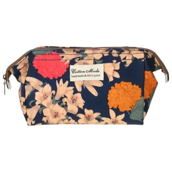 Unique Bargains Women's Printed Travel Makeup Bag Dark Blue 1 Pc image {6}
