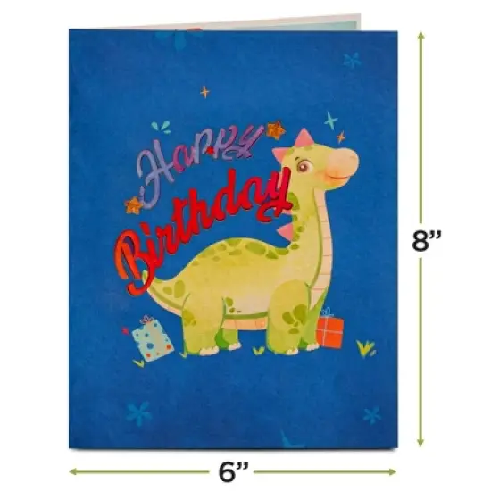 Paper Love Frndly Pop Up Birthday Card, Birthday Dinosaur, Handcrafted - 100% Recycled and Eco-Friendly, 8" x 6" Cover image {1}
