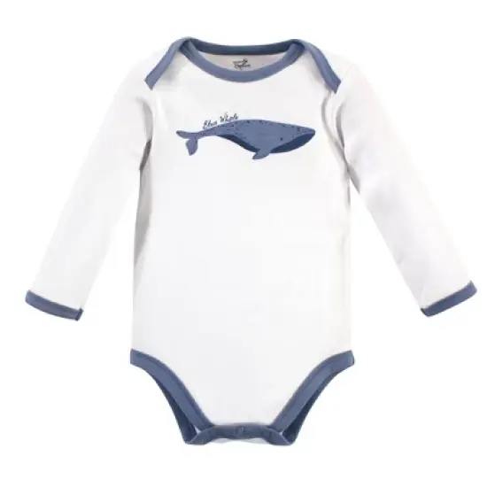 Touched by Nature Organic Cotton Long-Sleeve Bodysuits 5pk, Blue Whale image {5}