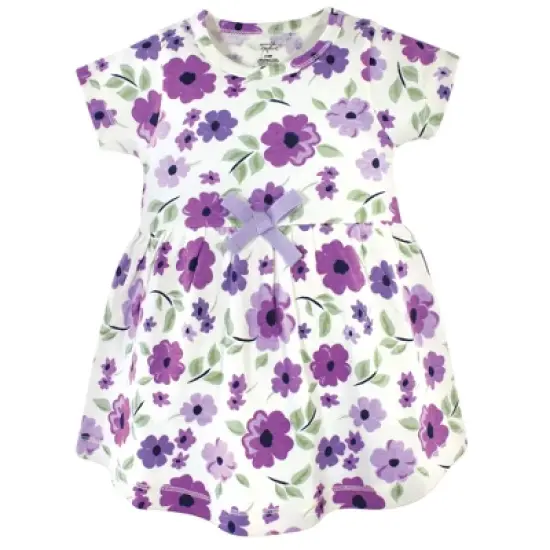 Touched by Nature Baby and Toddler Girl Organic Cotton Dress and Cardigan 2pc Set, Purple Garden image {2}