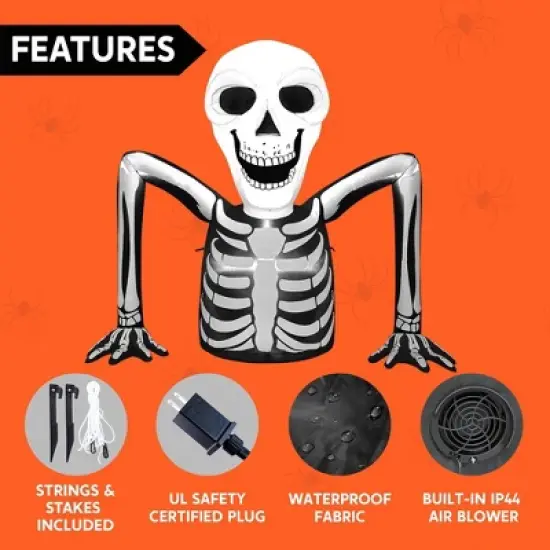 Joyfy 5.5 FT Halloween Inflatables Outdoor Decorations, Inflatable Skeleton Ground Breaker with LEDs for Halloween Party Yard Garden Lawn Decorations image {5}