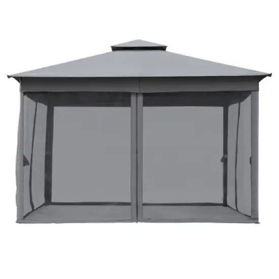 10'x12'/10'x10' Outdoor Gazebo Tent with Double Roofs, Patio Gazebo Canopy with Mosquito Netting for Garden, Lawn -ModernLuxe image {9}