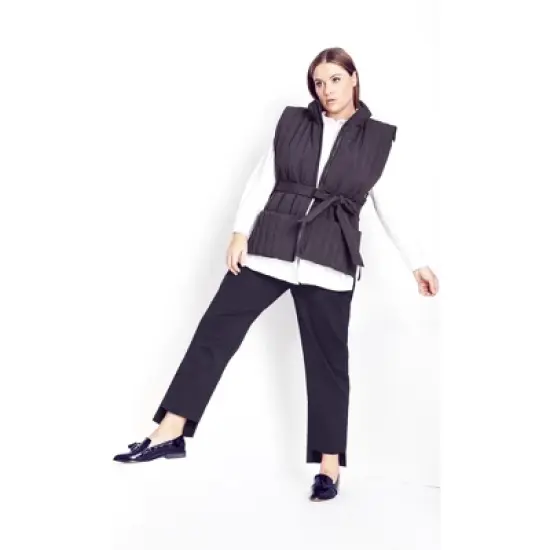 Women's Plus Size Sleek Tie Vest - Steel |  REFINITY image {4}