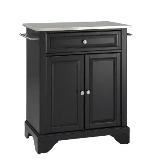 Lafayette Stainless Steel Top Portable Kitchen Island/Cart Black - Crosley image {3}