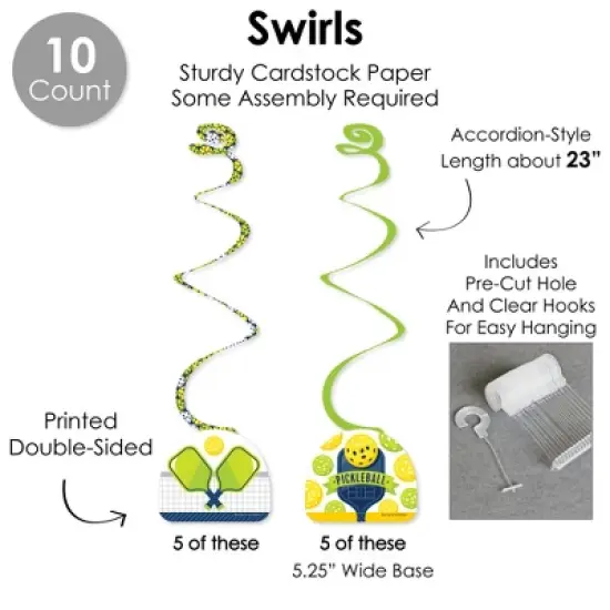 Big Dot of Happiness Let&rsquo;s Rally - Pickleball - Birthday or Retirement Party Supplies Decoration Kit - Decor Galore Party Pack - 51 Pieces image {3}