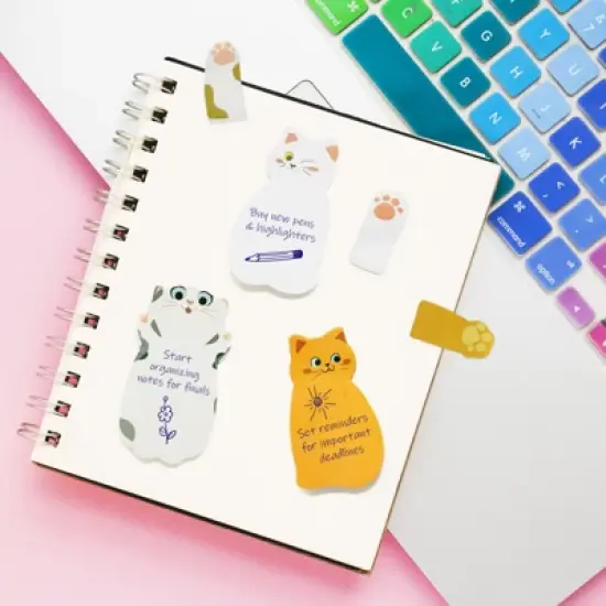 Wrapables Sticky Notes Set, Memo Notepads, Book Tabs, Page Markers, Sticky Notes, Home and Office Supplies (300 Sheets Total), Cats image {3}