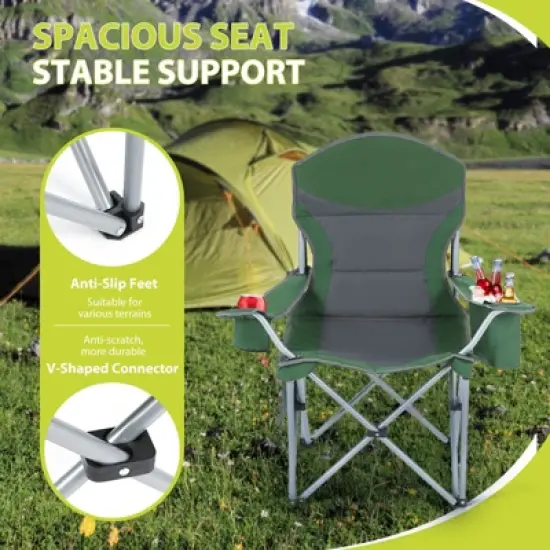 Portable Outdoor Camping Chair with Armrests, Built-in Cooler Bag, Cup Holder & Storage Pocket for Travel & Picnics image {5}