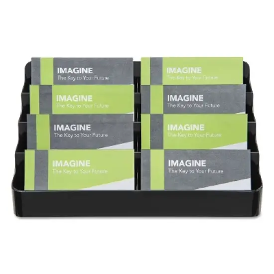 Deflecto Recycled Business Card Holder Holds 400 2 x 3 1/2 Cards Eight-Pocket Black 90804 image {2}
