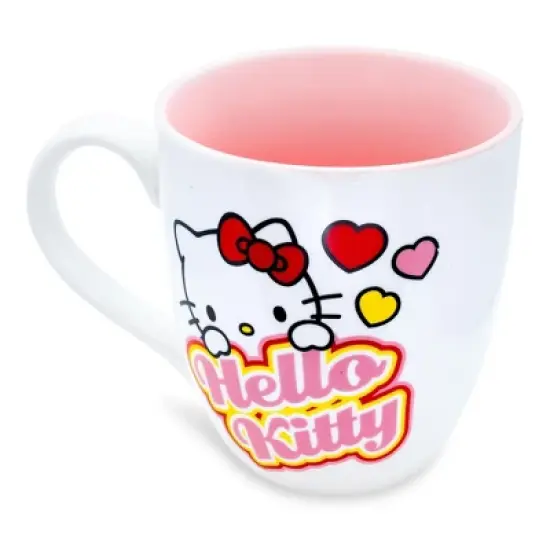 Silver Buffalo Sanrio Hello Kitty Hearts Ceramic Mug | Holds 18 Ounces image {1}