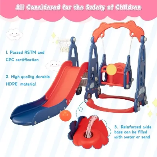 Sandinrayli Freestanding Toddler Slide Swing Set PINK 37 image {11}