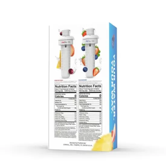 Cirkul Plastic Bottle with Blue Lid and 2 Flavor Cartridges (LifeSip Fruit Punch and FitSip Mixed Berry) - 22oz image {1}