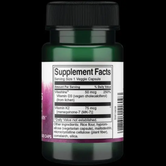 Swanson Vitamins D3 & K2 - 2,000 Iu & 75 mcg 60 Veg Caps image {1}