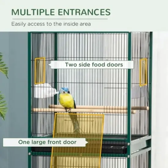 Resenkos Bird Cage, Bird Cages Habitat,Large Bird Cage for Wingspan, Bird Aviary Indoor with Multi-Door Design, Green image {3}