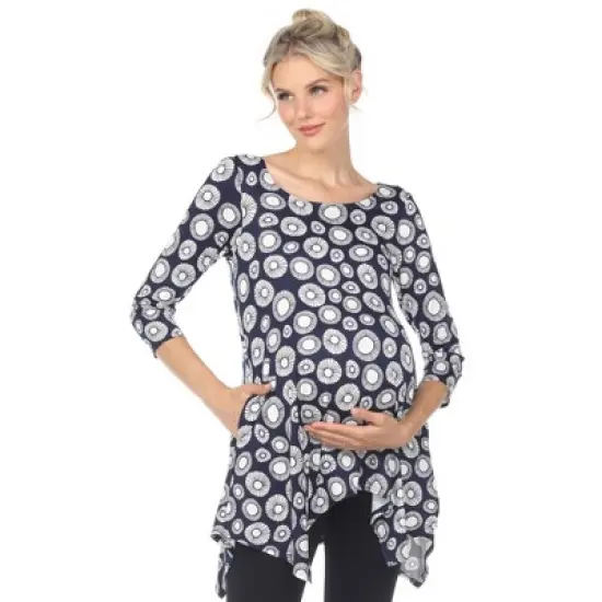 Maternity Printed Tunic Top -White Mark image {8}