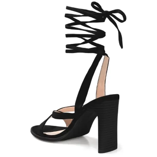 Journee Collection Womens Adalee Ankle Wrap Stacked Heel Sandals image {6}