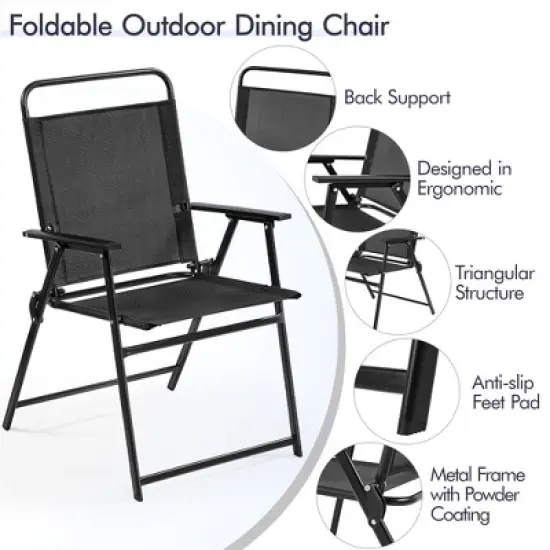 Yaheetech Set of 4 Outdoor Foldable Dining Chairs with Backrest and Armrests image {3}