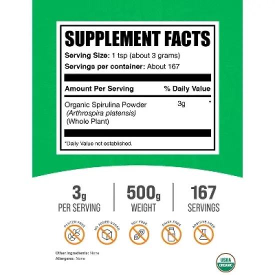 BulkSupplements Organic Spirulina Powder image {1}