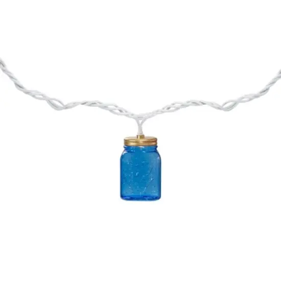 Northlight Mini Mason Jar Patio Light Set - Multi-Color - 7.5' White Wire - 10ct image {5}