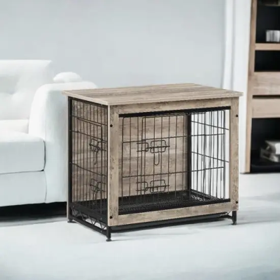 Feandrea Dog Crate Furniture, Modern Kennel for Dogs , Heavy-Duty Dog Cage with Multi-Purpose Removable Tray, Double-Door Dog House image {7}