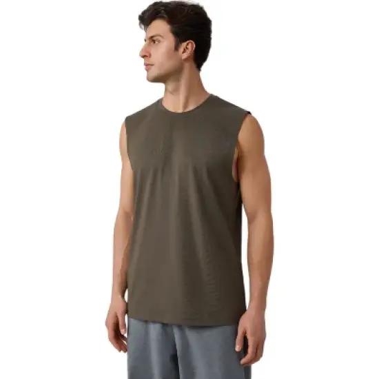 Anna-Kaci Active Men's Sleeveless Crew Neck Ribbed Tank Top with Relaxed Fit and Stretch Fabric image {2}