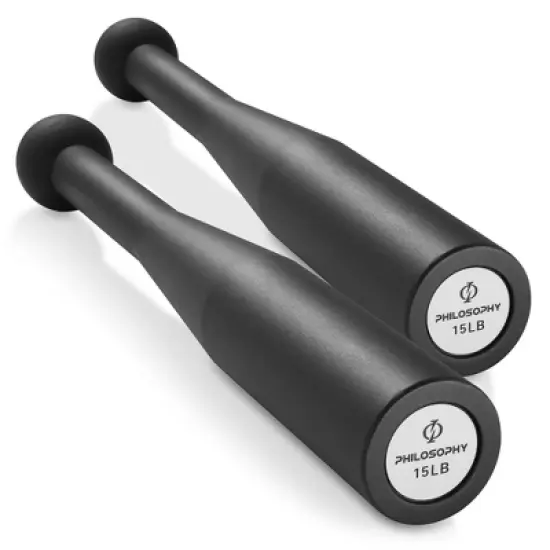 Philosophy Gym Indian Clubs Pair- Weighted Steel Exercise Club Bells Set, Arm Strength Trainer image {8}