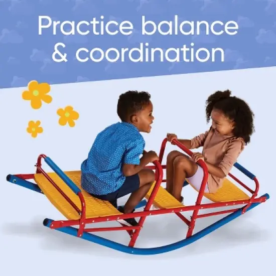 Hearthsong Weather-Resistant Metal Rocking Seesaw for Kids with Protective Foam Rockers image {4}