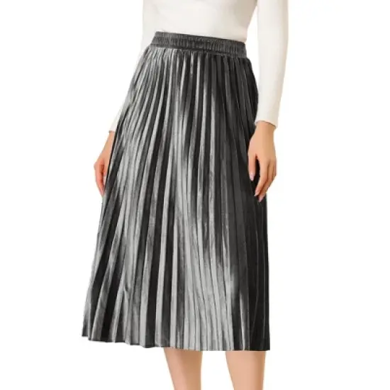 Allegra K Women's Accordion Swing Metallic Party Midi Pleated Skirt image {9}