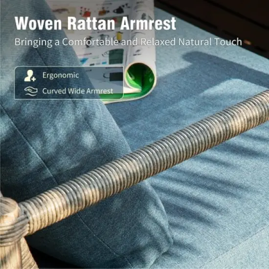 Captiva Designs 6pc Outdoor Wicker Patio Conversation Set with Coffee Table for Poolside, Backyard image {6}