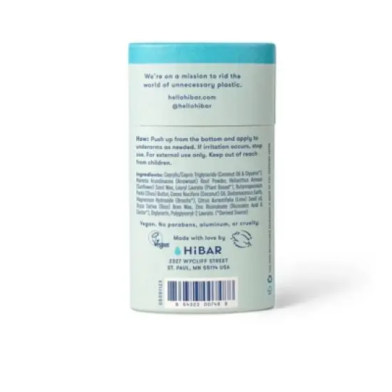 HiBAR Solid Deodorant for Sensitive Skin - Aloe & Sea Moss - 2.25oz image {1}