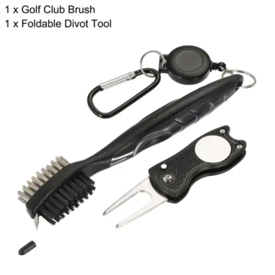 Unique Bargains Double-Sided Retractable Dust Groove Cleaning Golf Club Brush and Divot Tool Set image {2}