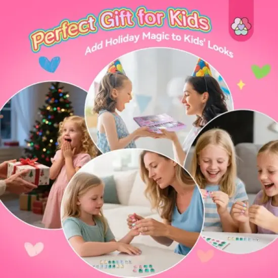 Saviland Kids 7-Pack Press-On Nails Kit - 168PCS Pre-Glued Retro Floral Designs for Girls 8-12 Years with Adhesive Tabs.(Holiday Gift Set) image {7}